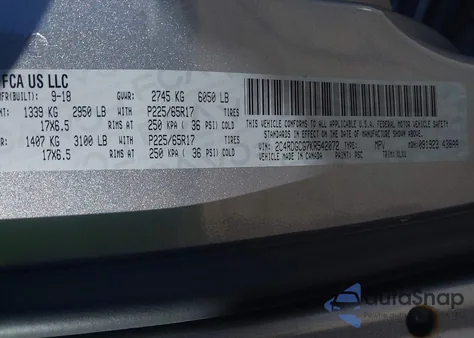 2019 Dodge Grand Caravan Sxt from USA, damaged, VIN 2C4RDGCG7KR542072